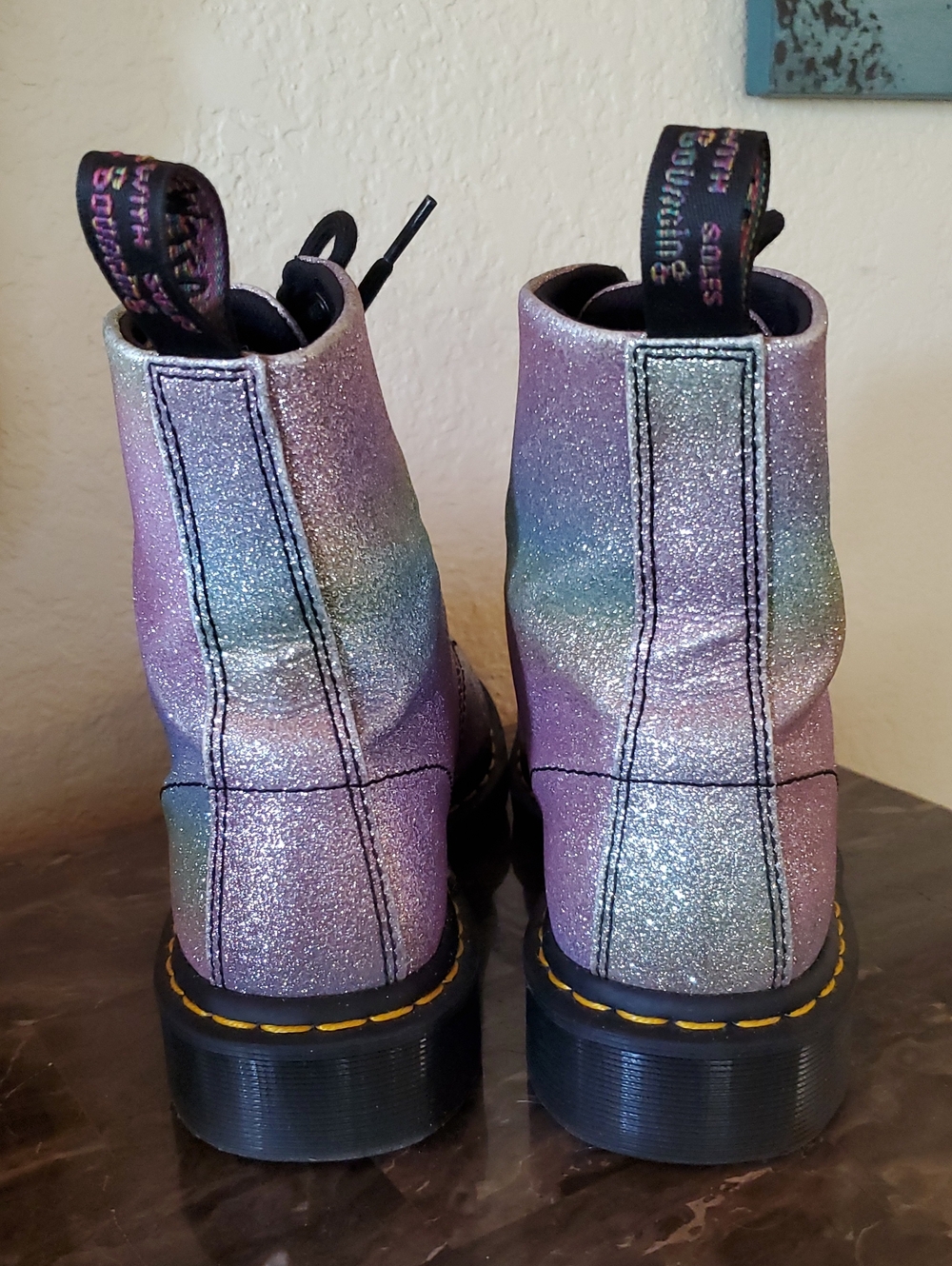 Dr Martens Glitter Pastel Rainbow Pascal Boots - Picture 3 of 15